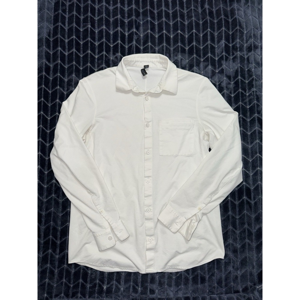 Lululemon Men's White Commission Long Sleeve Button-Down Shirt Size Small